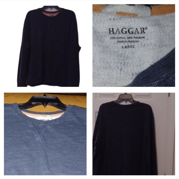 💙🌺Haggar Blue Crewneck Sweater Classic Design - Picture 1 of 8